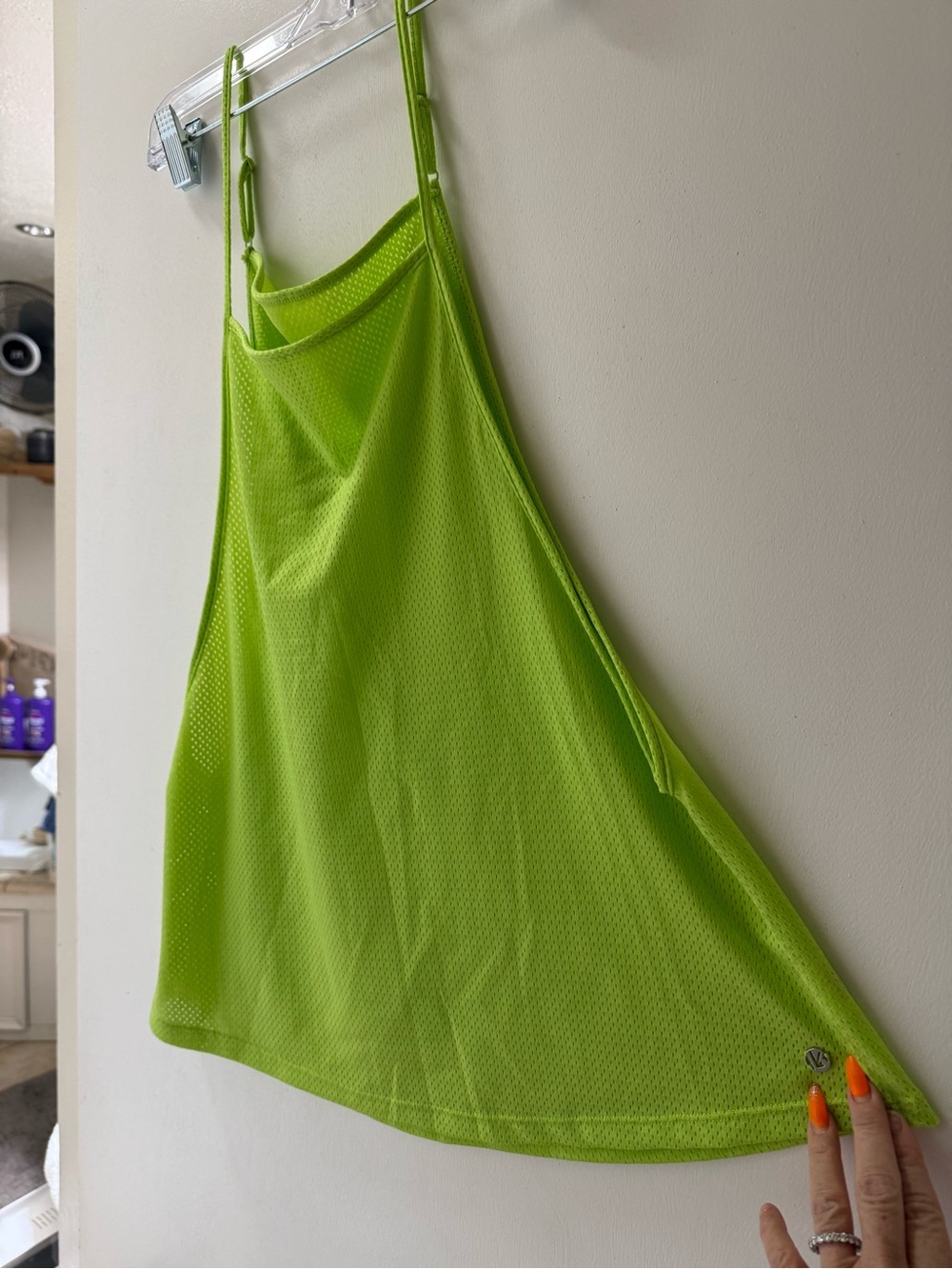 NY Collection Lime Green Mesh Cami with Adjustable Straps